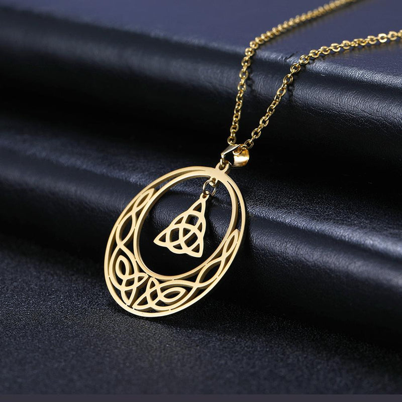 Stainless Steel Necklace Gothic Irish Knot Silvery/Golden Necklaces Pendent 