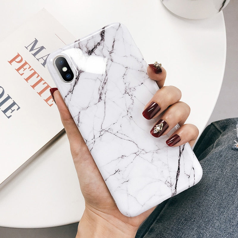 Geometric Marble Texture iPhone 11 X XR XS Max 11 Pro Max Soft Cases Cover For iPhone 6 6S 7 8 Plus