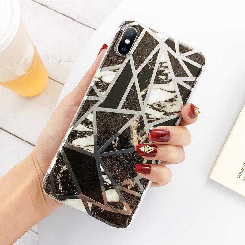 Geometric Marble Texture iPhone 11 X XR XS Max 11 Pro Max Soft Cases Cover For iPhone 6 6S 7 8 Plus