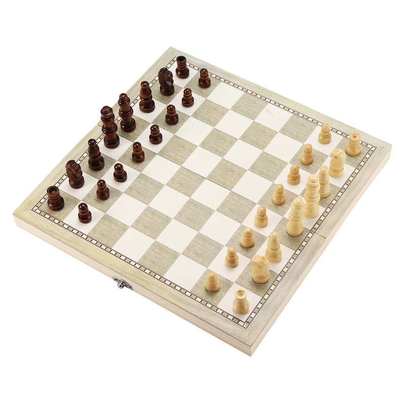 3 in 1 Foldable Wooden Chess Board Set Travel Games Chess Backgammon Checkers Toy Chessmen Entertainment Game Board Toys Gift