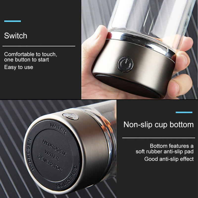 Rechargeable Rich Hydrogen Water Generator Electrolysis Energy Smart Cup ORP H2 SPE Water Ionizer Bottle 380ML  Water Bottle