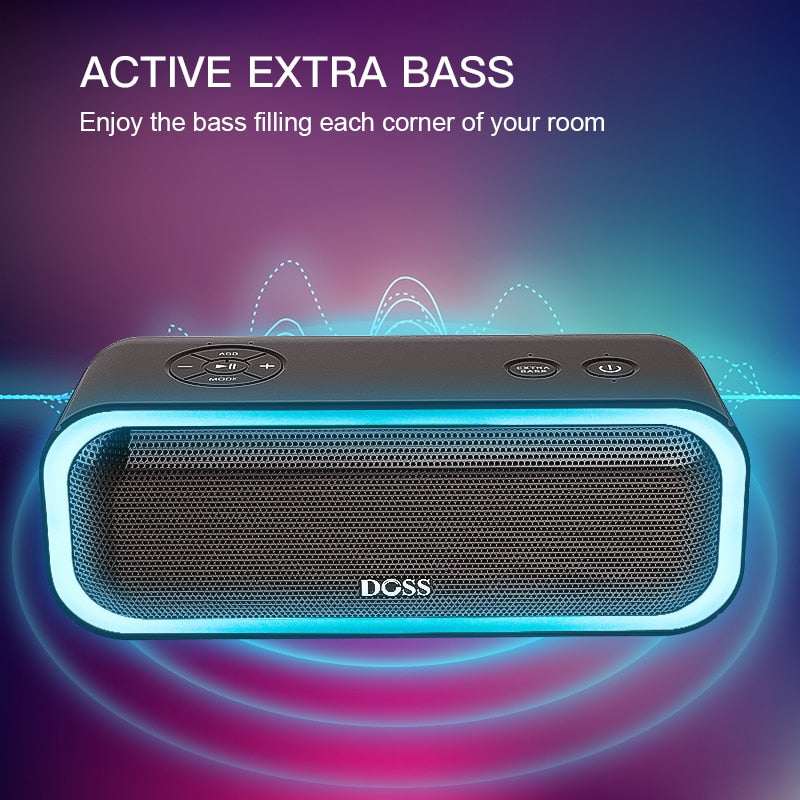 Wireless Bluetooth Speaker 2*10 Drivers with Flashing LED Light Enhanced Bass Stereo Sound IPX5 Waterproof