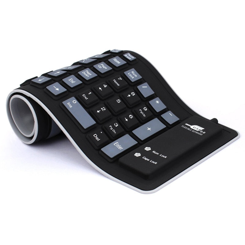 New Foldable Silicone Keyboard USB Wired Silicon Flexible Soft Waterproof Roll Up Silica Gel Keyboard for PC Laptop Notebook