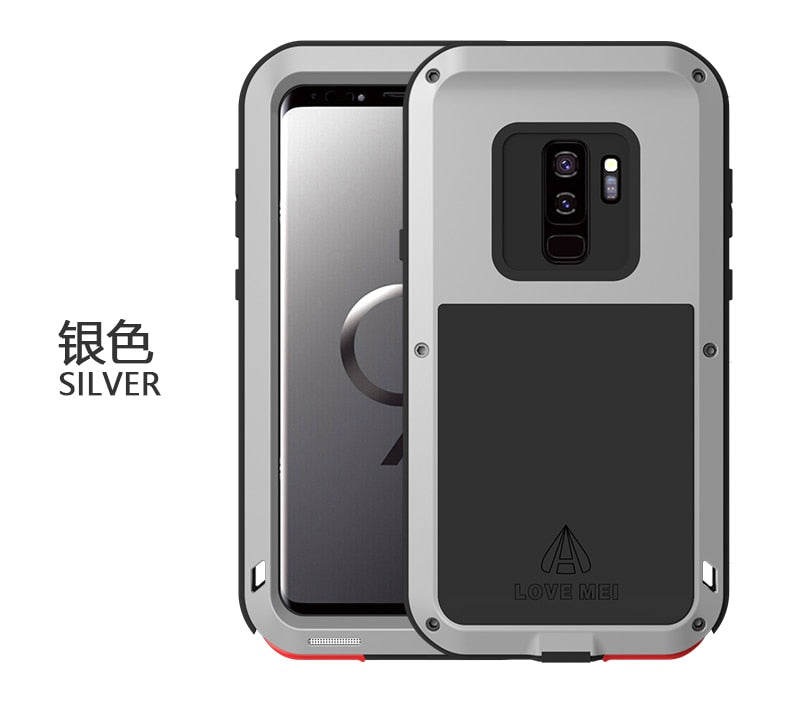 Samsung S9 + Plus Shock Dirt Proof Water Resistant Metal Armor Aluminum Silicon Cover Phone Case