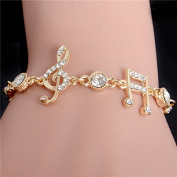 Jewelry Gifts Gold Color Music Notes Bracelet Crystal Zircon Charm Bracelet For Women Jewelry