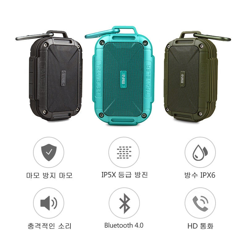 Bluetooth Speaker IP56 Dust Proof IPx6 Water Proof AUX Camping Metal Housing Shock Resistance