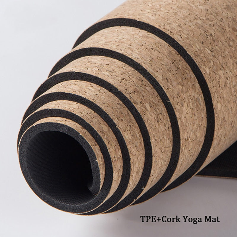 Non-slip TPE+Cork Yoga Mats For Fitness Natural Pilates Gymnastics Mats Sport Mat Yoga Exercise Pads Massage Mat 3MM/5MM/6MM/8MM