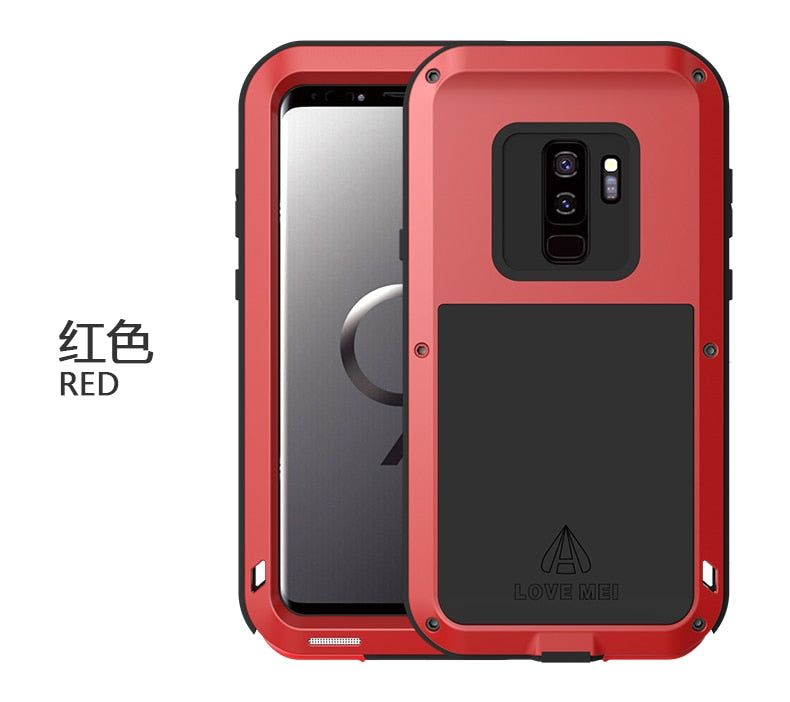 Samsung S9 + Plus Shock Dirt Proof Water Resistant Metal Armor Aluminum Silicon Cover Phone Case