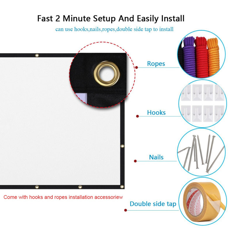 Projector Screen Portable HD Foldable Anti-crease for Home Theater Outdoor Indoor Double Sided 