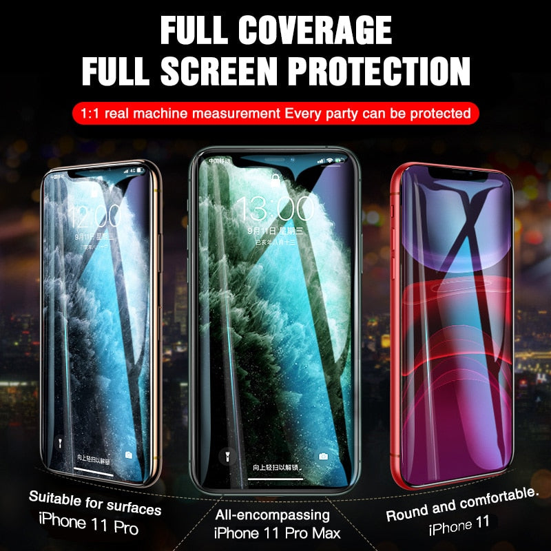 Full Cover Tempered Glass iPhone 11 Pro Max Screen Protector On 6 7 8 Plus soft edge iPhone X XS XR 